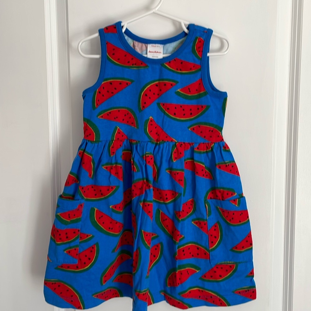 Hanna Andersson watermelon print sleeveless skater dress with pockets